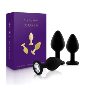 Rianne S Booty Plug Set czarny zestaw 3 rozmiarow z kryształkami