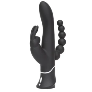 Happy Rabbit Triple Curve Black - trojfunkcyjny model silikonowy USB