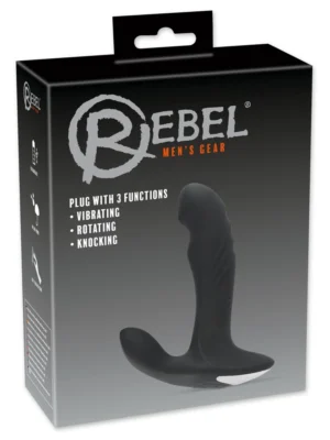 Rebel Plug Pro - Czarny model z masażerem krocza, 16,6 cm, 3 funkcje