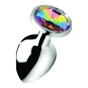 XR Brands Rainbow Prism Gem korek aluminiowy z tęczowym kryształem L