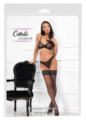 Cottelli LEGWEAR Eleganckie czarne pończochy z koronką 20 den