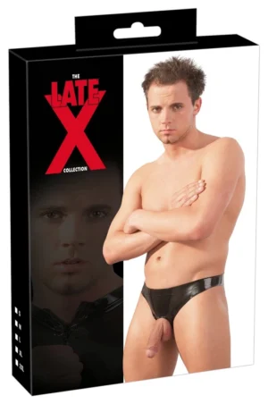 Late X Czarny model S-L - lateksowe majtki z anatomicznym otworem