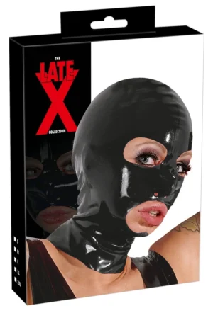 LateX Maska Lateksowa Czarna z Otworami na Oczy i Usta 0,4 mm
