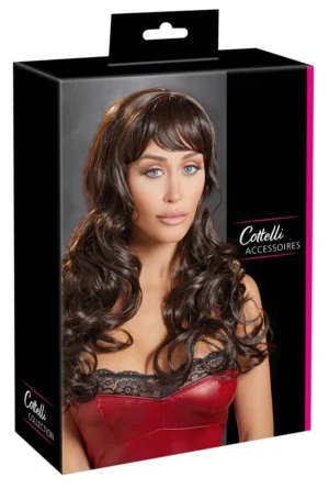 Cottelli Accessories Peruka Długa Fala Ciemnobrązowa Regulowana 55cm